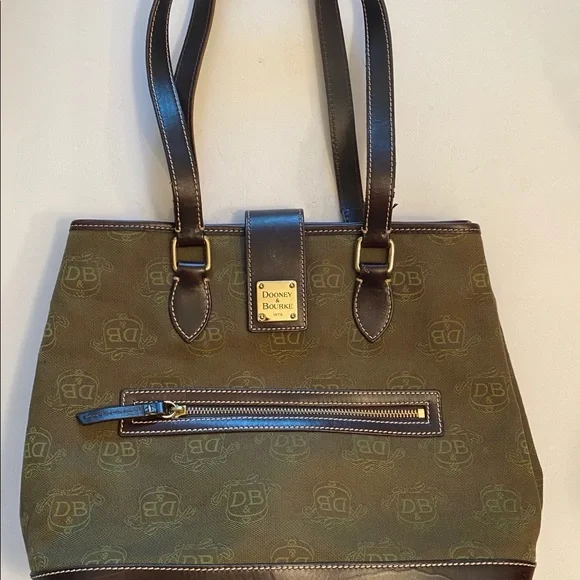 Vintage Dooney and Bourke canvas logo shoulder bag/ leather trim. - Picture 2 of 6